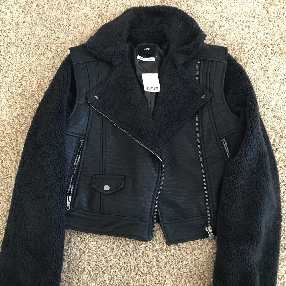NWT BLACK COZY COMBO MOTO JACKET